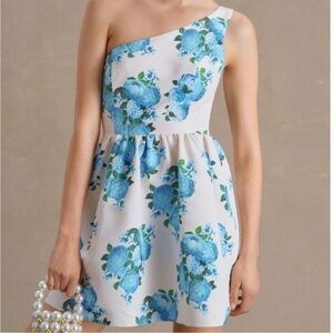 Sachin Babi Addison One Shoulder Mini Dress Blue Floral Size 6 NEW